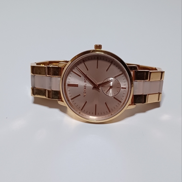 Michael Kors Ladies' Jaryn Rose Gold Tone and Acetate Watch MK3661 Working shows - Picture 1 of 9